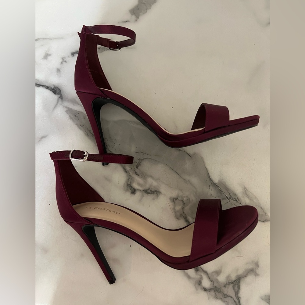 Le Château Burgundy Satin Heels